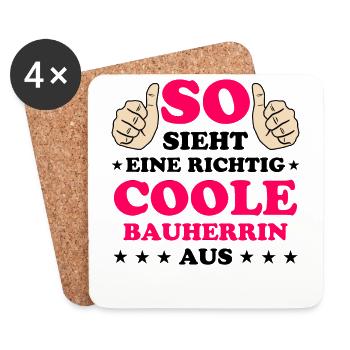 Bauherrin Geschenk Lustiger Spruch Hausbau Bauherr - Untersetzer (4er-Set) - Weiß - Vorne