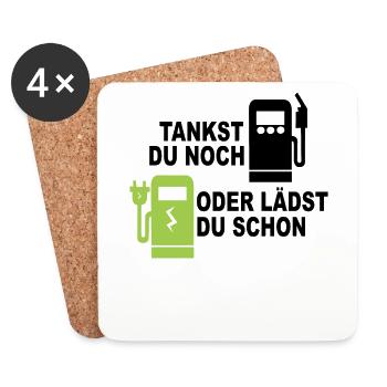 Elektroauto - Tankst Du Noch Oder Lädst Du Schon - Untersetzer (4er-Set) - Weiß - Vorne