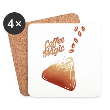 Erlenmeier Kolben Kaffeebohnen Kaffee Magie - Untersetzer (4er-Set) - Weiß - Vorne