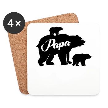 Papabear zwei Kinder Familien Vater Bär Papabear - Untersetzer (4er-Set) - Weiß - Vorne