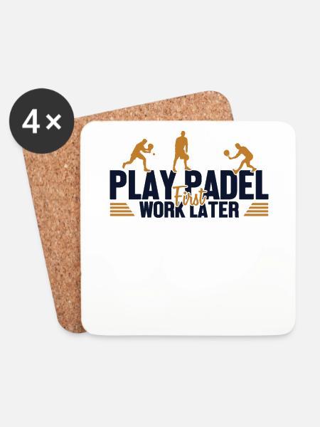 Play Padel Work Later Paddleball Paddle Tennis - Untersetzer (4er-Set) - Weiß