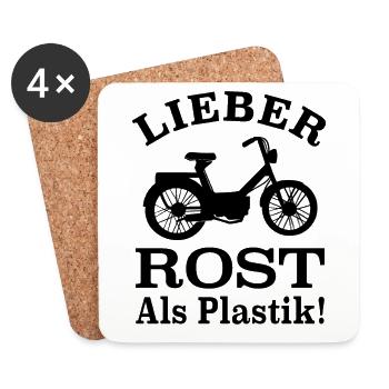 Mofa Oldtimer Moped - Lieber Rost als Plastik - Untersetzer (4er-Set) - Weiß - Vorne