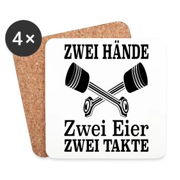Zwei Hände Zwei Eier Zwei Takte Car Kolben Racecar - Untersetzer (4er-Set) - Weiß - Vorne
