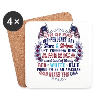 Independence Day Stars & Stripes Red White Blue - Coasters (set of 4) - white - Front