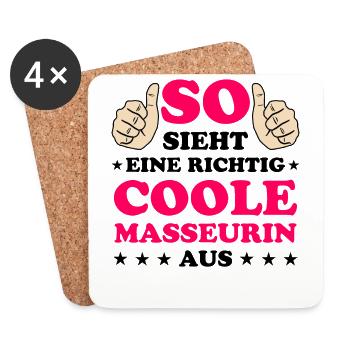 Masseurin Massage Beruf Lustiger Spruch Geschenk - Untersetzer (4er-Set) - Weiß - Vorne