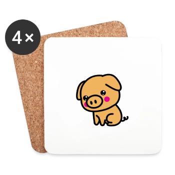 Pig Mama - Untersetzer (4er-Set) - Weiß - Vorne