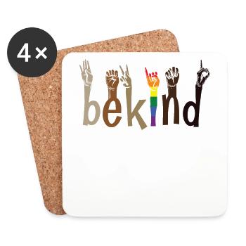 Be Kind Hand Sign Language LGBT Pride - Dessous de verre (lot de 4) - blanc - Devant