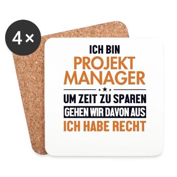 Projektmanager hat immer Recht Multiprojektmanager - Untersetzer (4er-Set) - Weiß - Vorne