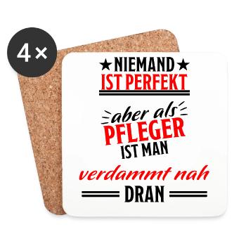 Pfleger Pflege Fun Lustiger Spruch Beruf Geschenk - Untersetzer (4er-Set) - Weiß - Vorne