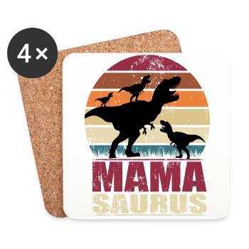 Mamasaurus Rex Dinosaurier Mutter Dino Drillinge - Untersetzer (4er-Set) - Weiß - Vorne