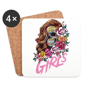 girls tour skeleton - Coasters (set of 4) - white - Front