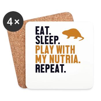 Eat Sleep Nutria Repeat Rodent Coypu Myocastor - Coasters (set of 4) - white - Front