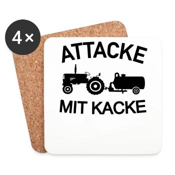 Attacke mit Kacke Traktor Bauer Güllewagen - Untersetzer (4er-Set) - Weiß - Vorne
