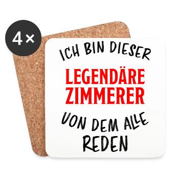 Zimmerer Lustiger Spruch Zimmermann Witz Geschenk - Untersetzer (4er-Set) - Weiß - Vorne