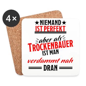 Trockenbauer Lustiger Spruch Handwerker Geschenk - Untersetzer (4er-Set) - Weiß - Vorne