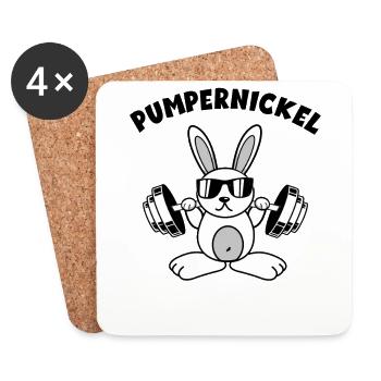 Pumpernickel Fitness Gym Workout Hase Bodybuilder - Untersetzer (4er-Set) - Weiß - Vorne