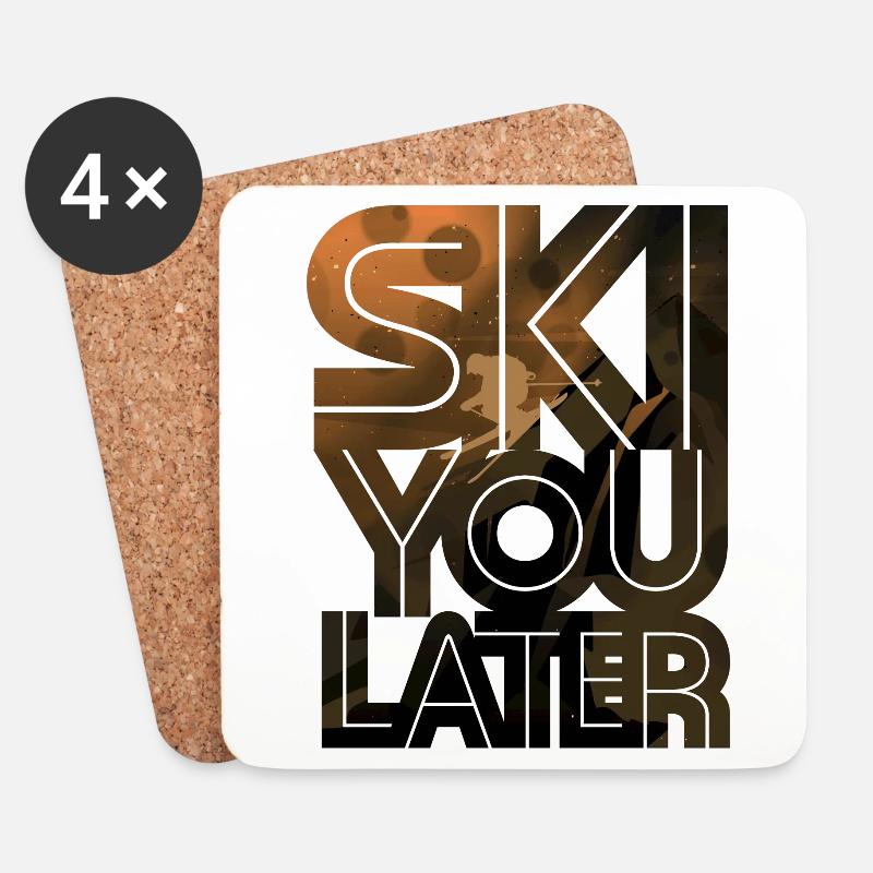 Skifahrer - Untersetzer (4er-Set) - Weiß