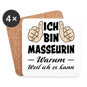 Masseurin Massage Beruf Lustiger Spruch Geschenk - Untersetzer (4er-Set) - Weiß - Vorne