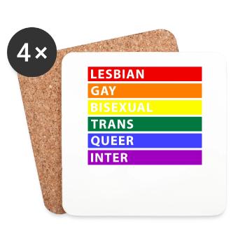 LGBTQI Regenbogen - Untersetzer (4er-Set) - Weiß - Vorne