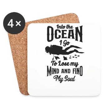 Scuba Diving Diver Into The Ocean - Dessous de verre (lot de 4) - blanc - Devant