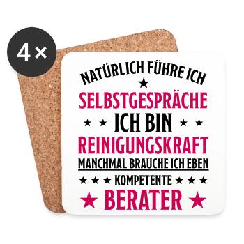 Reinigungskraft Spruch Haushalt Putzfrau Geschenk - Untersetzer (4er-Set) - Weiß - Vorne