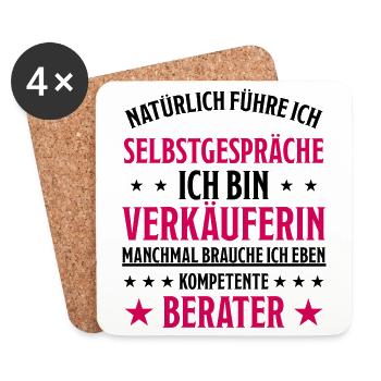 Verkäuferin Einzelhandel Lustiger Spruch Geschenk - Untersetzer (4er-Set) - Weiß - Vorne