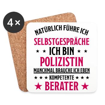 Polizistin Lustiger Spruch Polizei Beruf Geschenk - Untersetzer (4er-Set) - Weiß - Vorne