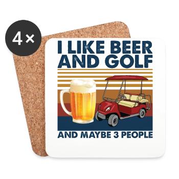 I Like Beer And Golf And Maybe 3 People - Untersetzer (4er-Set) - Weiß - Vorne