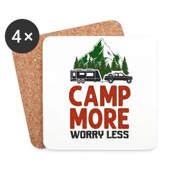 Camping Camp More Worry Less - Dessous de verre (lot de 4) - blanc - Devant