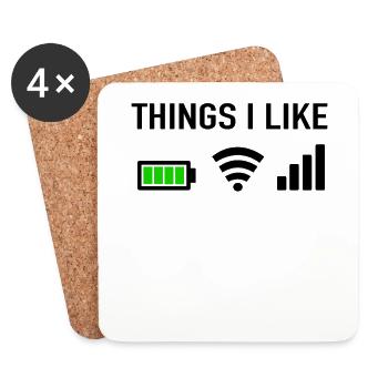 Things I Like - Programmierer Gamer Computer Nerd - Untersetzer (4er-Set) - Weiß - Vorne