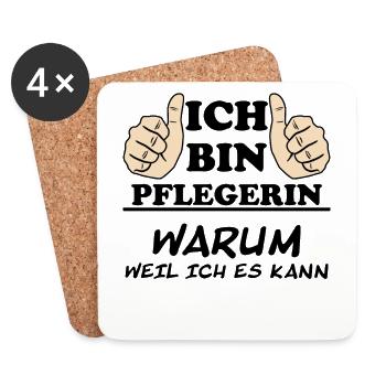Pflegerin Pflege Lustiger Spruch Krank Geschenk - Untersetzer (4er-Set) - Weiß - Vorne
