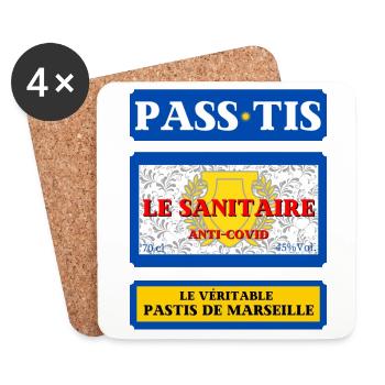 pass sanitaire pass tis pastis de marseille humour - Dessous de verre (lot de 4) - blanc - Devant
