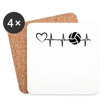 Volleyball Heartbeat Beach Volleyball Volleyball Players - Coasters (set of 4) - white - Front