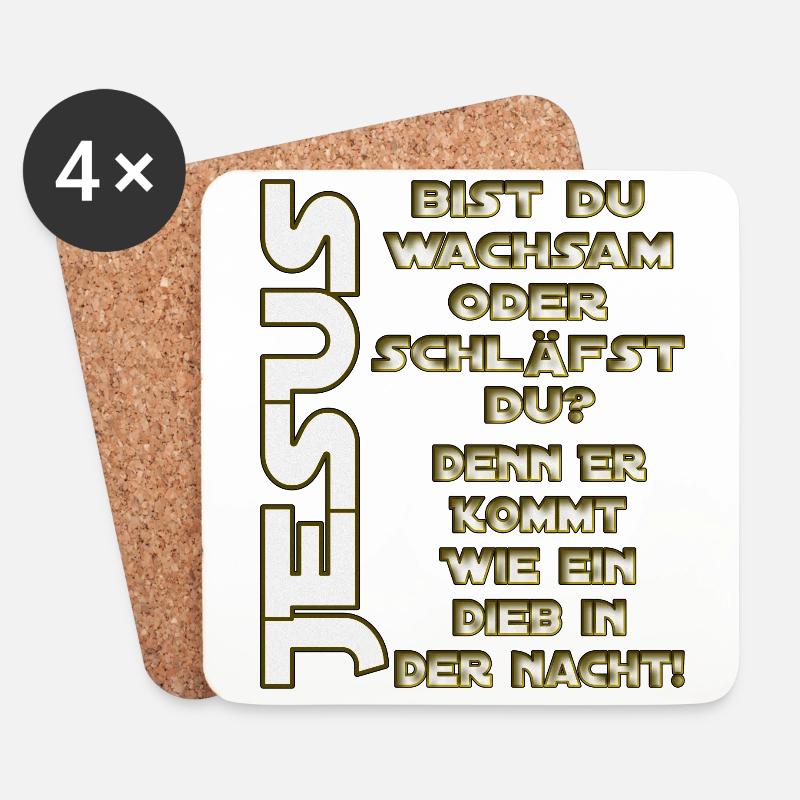 Jesus kommt - Untersetzer (4er-Set) - Weiß