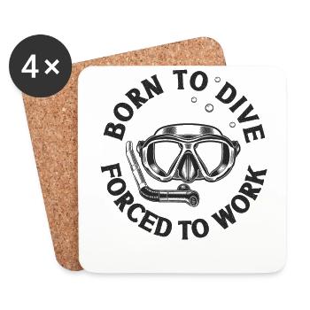 Scuba Diving Diver Born To Dive - Dessous de verre (lot de 4) - blanc - Devant