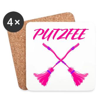 Putzfee Lustiger Spruch Putzfrau Haushalt Geschenk - Untersetzer (4er-Set) - Weiß - Vorne