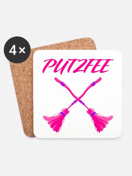Putzfee Lustiger Spruch Putzfrau Haushalt Geschenk - Untersetzer (4er-Set) - Weiß