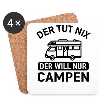 Der Tut Nix Der Will Nur Campen Wohnwagen Camping - Untersetzer (4er-Set) - Weiß - Vorne