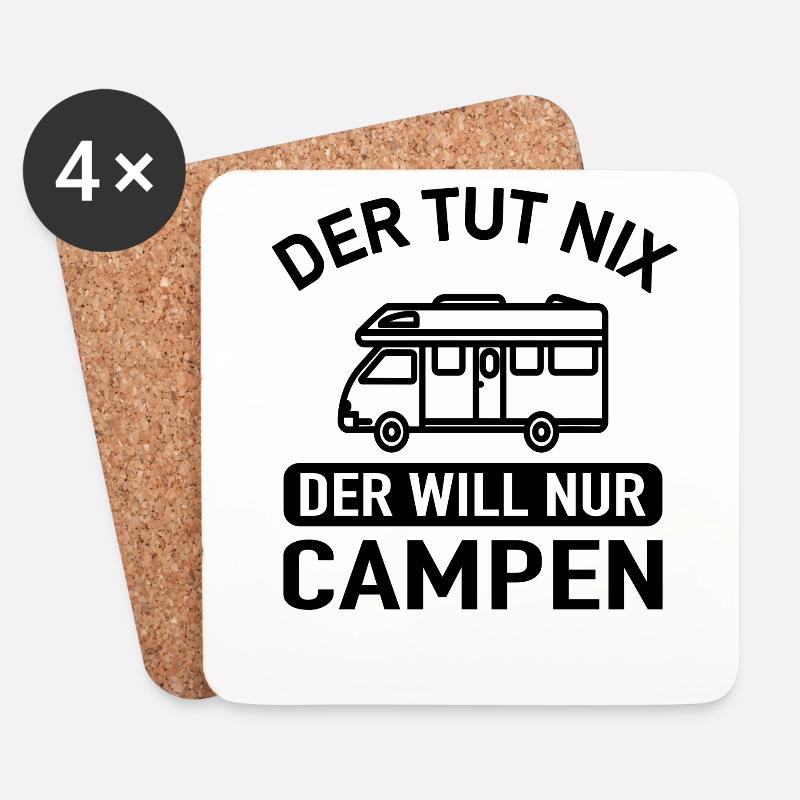Der Tut Nix Der Will Nur Campen Wohnwagen Camping - Untersetzer (4er-Set) - Weiß