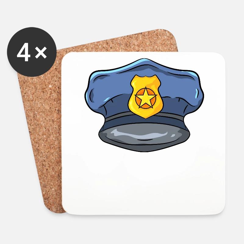 Polizist Polizei - Untersetzer (4er-Set) - Weiß