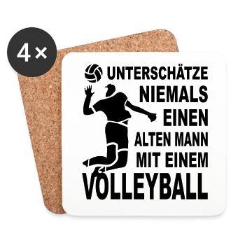 Alter Mann Volleyball Opa Beachvolleyball - Untersetzer (4er-Set) - Weiß - Vorne