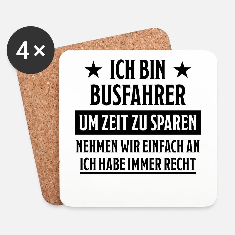 Busfahrer Lustiger Spruch Beruf Bus Fun Geschenk - Untersetzer (4er-Set) - Weiß