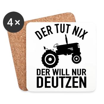 Der Tut Nix Der Will Nur Deutzen - Traktor Bauer - Untersetzer (4er-Set) - Weiß - Vorne