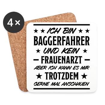 Baggerfahrer Lustiger Spruch Bagger Beruf Geschenk - Untersetzer (4er-Set) - Weiß - Vorne