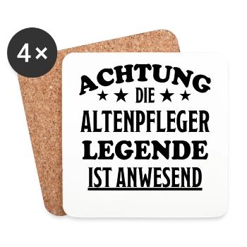 Altenpfleger Lustiger Spruch Beruf Pflege Geschenk - Untersetzer (4er-Set) - Weiß - Vorne