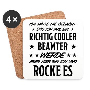 Beamter Lustiger Spruch Verbeamtung Büro Geschenk - Untersetzer (4er-Set) - Weiß - Vorne