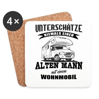Wohnwagen/Wohnmobil Unterschätze Niemals Einen Alt - Untersetzer (4er-Set) - Weiß - Vorne