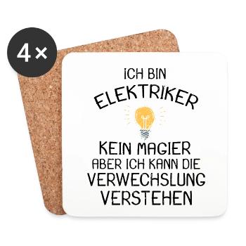 Elektriker Ich Bin Elektriker Kein Magier Geschenk - Untersetzer (4er-Set) - Weiß - Vorne