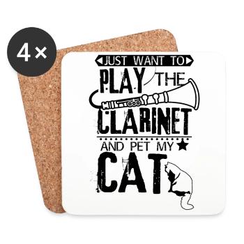 Clarinette chat - Dessous de verre (lot de 4) - blanc - Devant