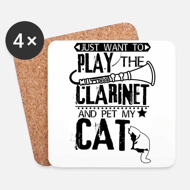 Klarinette katze - Untersetzer (4er-Set) - Weiß